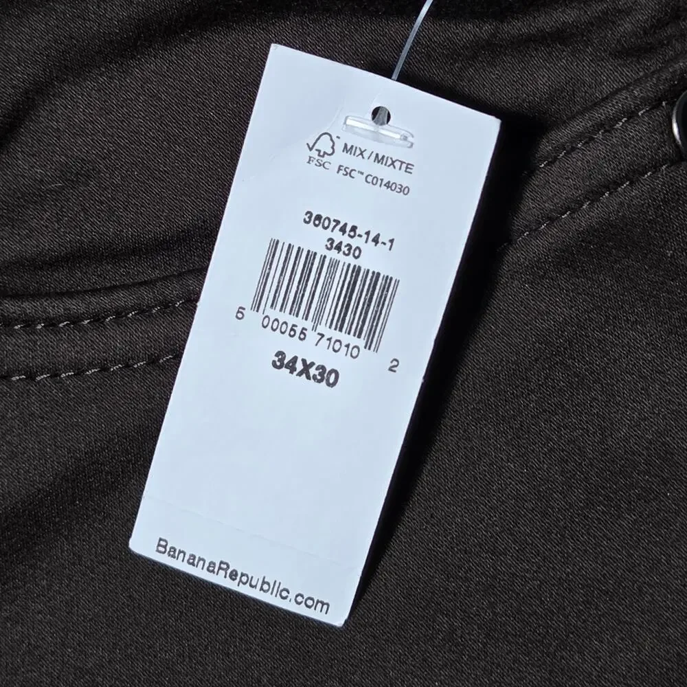 NWT Banana Republic Men's Athletic Tapered Traveler Pant 34x30 Brown 360745